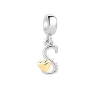 FLUFLO Sterling Silver 925 charm pendants, suitable for bracelets and necklaces of women's and family jewelry, decorated with A to Z alphabet beads and pendants, inlaid with 5A cubic zirconia.X237