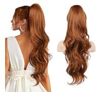FLUFYMOOZ 26" Ponytail Extension, Long Wavy Curly Claw Clip in Ponytail Hair Extensions, Natural Synthetic Hairpiece for Women Daily Wear(Copper Red)