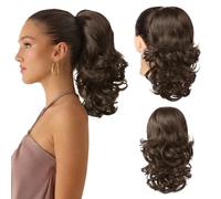 Flufymooz Ponytail Extension, 14 Inch Short Drawstring Ponytail Hair Extension for Women, Soft Synthetic Pony Tails Hairpiece for Women (Medium Chocolate Brown)