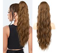 FLUFYMOOZ Ponytail Extension, 26 Inch Drawstring Ponytail Hair Extensions for Women，Long Curly Wavy Ponytail Natural Wavy Synthetic Hairpiece for Women Daily Use party (26 Inch Dirty Blonde)