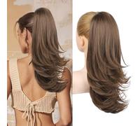 Flufymooz Ponytail Extension for Women, 20 Inch Drawstring Ponytail Hair Extension for Women, Soft Natural Looking Synthetic Pony Tails Hairpiece(Medium Brown Auburn)