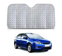 Fluher 1 PC Car 55.1" x 29.5" Windshield Sunshade, Foldable Five-Layer Thickened Heat-Insulated Sunshield, Full Coverage Opaque Interior Aging Protector with Suction Cups, Universal for Cars (Silver)