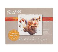 Fluid 100 Watercolor Paper 811218 140LB 100% Cotton Cold Press 9 in x 12 in Block, 15 Sheets