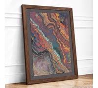 Fluid Agate Forms Abstract Framed Wall Art Print A4 Walnut
