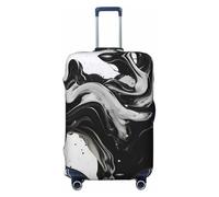 Fluid Black White Paint Swirls Travel Luggage Covers - Elasticity Suitcase Covers Protector for Luggage 18-32 Inch