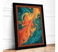 Fluid Convergence Abstract Framed Wall Art Print A1 (84.1×59.4cm) Black,