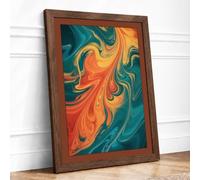 Fluid Convergence Abstract Framed Wall Art Print A1 (84.1×59.4cm) Walnut,