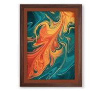 Fluid Convergence Abstract Framed Wall Art Print A1 (84.1×59.4cm) Walnut, Wall Decor for Living Room, Bedroom, Office & Home, Ready to Hang, Art Gift