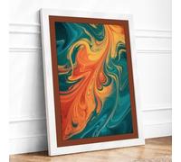 Fluid Convergence Abstract Framed Wall Art Print A2 (59.4×42cm) White,