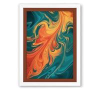 Fluid Convergence Abstract Framed Wall Art Print A2 (59.4×42cm) White, Wall Decor for Living Room, Bedroom, Office & Home, Ready to Hang, Art Gift