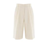 Fluid Linen and Viscose Bermuda Shorts- female- Fabiana Filippi- Bermudas- Beige- S- Shorts S