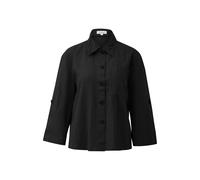 Fluid Linen Blend Blouse with Chest Pocket and 3/4 Sleeves Women's Brand s.Oliver Noir 40
