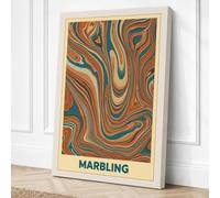 Fluid Marbling Forms Abstract Canvas Wall Art Print 30x20 Inch (76 x 51 cm)