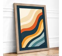 Fluid Motion Modern Framed Wall Art Print A4 (29.7×21cm) Oak, Wall Decor for Living Room, Bedroom, Office & Home, Ready to Hang, Art Gift