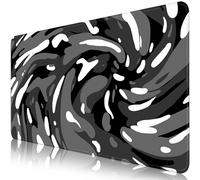 Fluid Pattern Desk Mat Marbled Design Desk Pad,Gaming Mouse Pad with Seamed Edges,Waterproof Large Mouse Pad,Non-Slip Rubber Base XL Gaming Mousepad,31.5x11.8 in Computer Mat Keyboard Pad Black-Gray