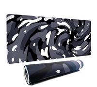 Fluid Pattern XXL Mouse Pad, Super Thick Waterproof Gaming Mat with Stitched Edge, Non-Slip Base 800X400X4mm