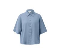Fluid Short Sleeve Blouse in Mixed Linen with Shirt Collar for Women s.Oliver Bleu 44