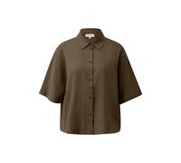 Fluid Short Sleeve Blouse in Mixed Linen with Shirt Collar for Women s.Oliver Marron 34