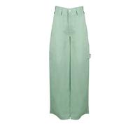 Fluid Twill Linen Trousers - female - Stella McCartney - Wide Trousers - Green - S - Trousers S