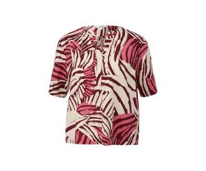 Fluid Viscose Blend Blouse with Ruffles and All-Over Print Round Neck Loose Fit Women's s.Oliver Rose 38
