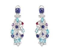 FLUIDABLE 925 Sterling Silver Lab-Grown Multicolour Gemstone Lever Back Drop Earrings for Women | 7.2ct Paraiba Inspired | Blue Diamond Statement Dangle Earring for Wedding Guest & Evening Wear(Blair)