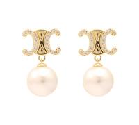 Fluidable Cecilia 18K Gold Plated Brass Single 7mm Natural Shell Pearl Gemstone Solitaire Teardrop Earrings For Women, Short Triumphal Arch Pearls Water Drop Dangle Earrings, Gift On Anniversary