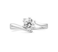 FLUIDABLE Moissanite Engagement Rings, 1 Carat Wedding Solitaire Simulated Diamond Ring for Women, D Color VVS1 6 Prong Crossover, 925 Sterling Silver, Gift Anniversary Valentine's Day(Dale Q)