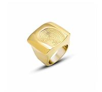 FLUIDABLE Signet Ring For Women, Large Footprint Pattren Flat Top Graphic, 18K Gold Plated Titanium Steel, Gift For Anniversary(Chloe Gold M/6.5)