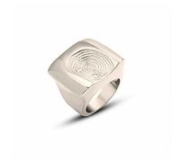 FLUIDABLE Signet Ring For Women, Large Footprint Pattren Flat Top Graphic, 18K Gold Plated Titanium Steel, Gift For Anniversary(Chloe Silver M/6.5)
