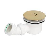 Fluidmaster 90mm Hi-Flow Shower Trap/Drain - Brushed Brass & White - Fast Drainage & Stylish Design