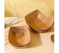 FLULPZU 150 Pcs Kraft Paper Food Trays Disposable Trays Brown Food Boats Take Out Serving Basket Holders for Party Snacks Hot Dogs Tacos Fries