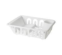 FLUNDRA Dish Drainer, White, Store lots of washed dishes in a small space. 9 glasses can be put on the outside of the dish drainer.