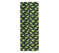 Fluorescence Green Dino Black washable yoga mat for exercise printed, non slip, hot yoga towel and bag tapete para ejercicio 71x26 inches