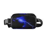 Fluorescent Blue Artistic Lightning Cute Waist Pack Crossbody Bag for Women Men Large Capacity Crossbody Belt Bag with Adjustable Strap for Shopping Sports Work