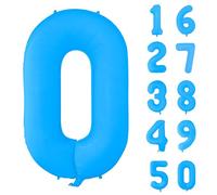 Fluorescent Blue Number Balloon 40 inch Giant Foil Helium Balloons Blue Number 0 Balloon for Birthday Party Decorations