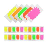 Fluorescent Burst Label Stickers Writable Adhesive Tags 50pcs Blank | Coated Sticker Finish, Neon Colours, Secure Hold on Paper Plastic and Smooth Surfaces