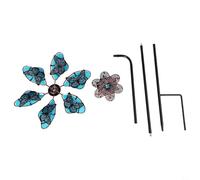 Fluorescent Butterfly Windmill 90cm Metal Wind Spinner for Yard Lawn Garden Outdoor Decoration with Eye Catching Rotation (blue)
