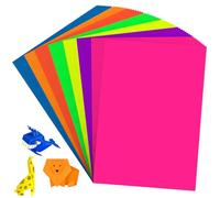 Fluorescent Coloured Card A4, 56 Sheets 250 GSM Neon Rainbow Cardstock