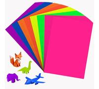 Fluorescent Coloured Card A4, 56 Sheets Neon Rainbow Cardstock, 250 GSM, Bright Colour Paper with 7 Colors, Fluorescent Origami Paper for Cutting DIY Students Games Art Craft (21cm×29.7cm)