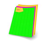 Fluorescent Coloured Rectangle Pink, Orange, Yellow or Green A4 Printer Labels, Inkjet or Laser, 189 per Sheet, 25 x 10mm (Orange, 20 Sheets)