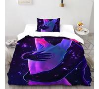 Fluorescent Couple Quilt Cover Art Comforter Cover 2 Pieces Hypoallergenic Microfiber for Kids Boys Girls Teens with Zipper Closure Single(135x200cm)