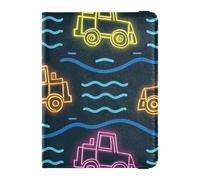 Fluorescent Engineering Vehicle Colorful Leather decorative passport book holder Vaccine Case Protector Cover Travel Passport Wallet Waterproof, Fluorescent Engineering vehicle colorful, One Size