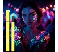 Fluorescent Eyeliner Pen & Face Paint - Waterproof UV Neon Glow Liquid Liner For Night Club, Festival, Party Creative Makeup Art Designs, Bright Pink Blue Green Orange Yellow Colours Under Black Light