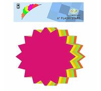 ( ) Fluorescent Flash Stars Bright Neon Colours Star Cards Kraft Flash Stars 230 GSM Shop Retail Display Tags Sales Paper (Neon, 6" (Round))