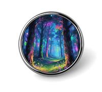 Fluorescent Forest Button Badge Classic Cute Brooches Fashion Round Badge Exquisite Metal Lapel Pin Personalized Pins Buttons for Clothing Backpack Hat Jackets Decoration