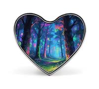 Fluorescent Forest Button Badge Fashion Love Heart Brooch Personalized Exquisite Metal Lapel Pin Button Decoration Heart Lapel Brooch Pin for Clothing Backpack Hat Jackets