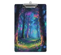 Fluorescent Forest Clipboard 8.5×12.5 Inch Acrylic Clip Board with Metal Clip A4 Letter Size Decorative Clipboard Cute Hanging Clipboards for Office, Teacher, Nurse, Doctor,
