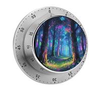 Fluorescent Forest Kitchen Timer 60 Minute Visual Wind Up Timers Indoor Mechanical Timers with Magnetic Base Stainless Steel Timer for Home Cooking Time Management Tool