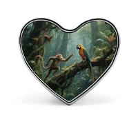 Fluorescent Forest Lapel Pin Heart Brooches And Pins - Metal Badge for Shirts, Jackets, Hats | Durable Fashion Accessory & Gift for Men, Women, Events, Mysterious Tropical Rainforest, Love form