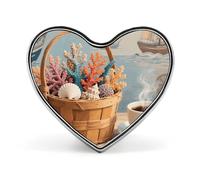 Fluorescent Forest Lapel Pin Heart Brooches And Pins - Metal Badge for Shirts, Jackets, Hats | Durable Fashion Accessory & Gift for Men, Women, Events, Nautical Coral Seashells, Love form